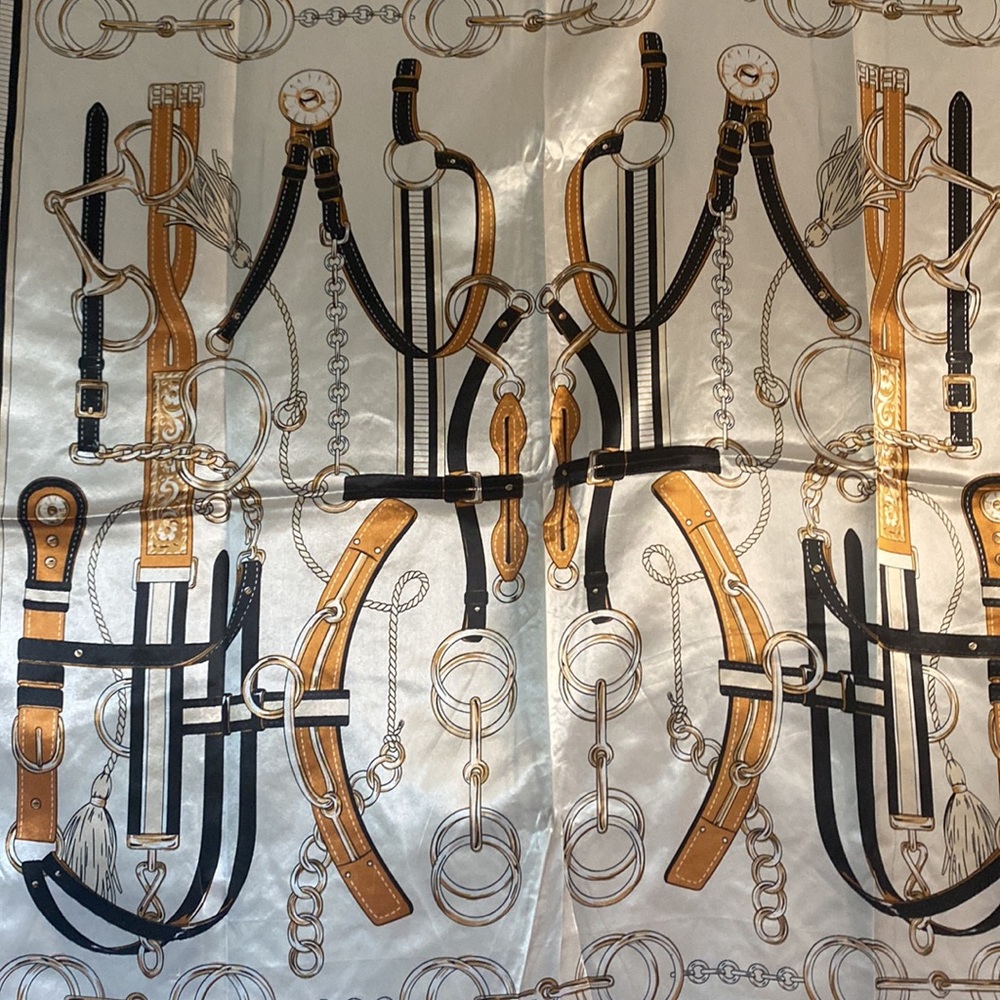 35” Equestrian Themed Square Scarf - Picture 2 of 11